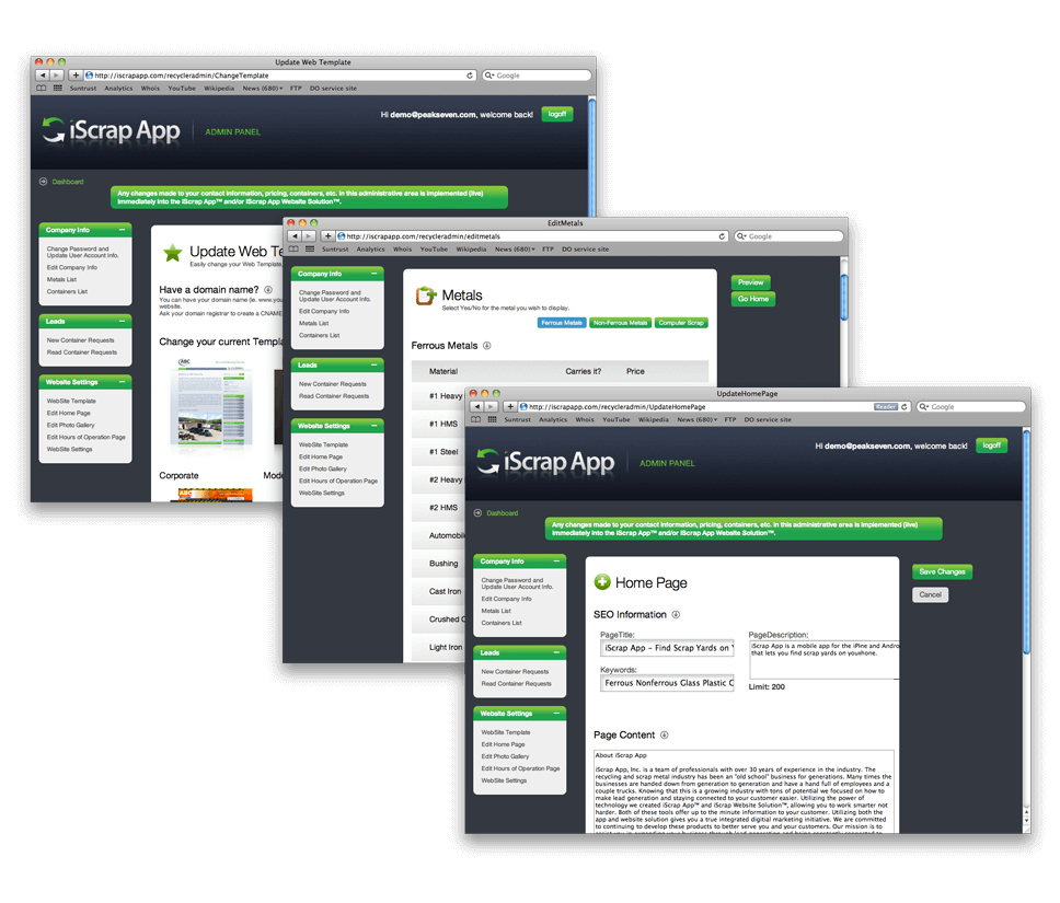 iScrap Web Admin Panel/Dashboard iScrap Web Admin Panel/Dashboard