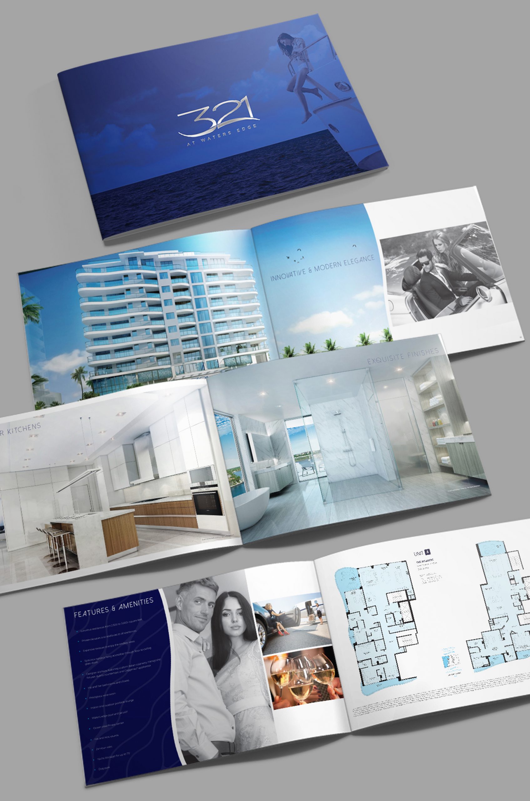 32-Page Brochure Design: Showcasing the building, homes and waterfront lifestyle